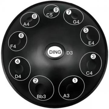 Premium 10-Note D Kurd Handpan in Black Stainless Steel